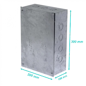 B23 Caja 300x200x100mm c/Tapa-305x205mm Zincada Metalica
