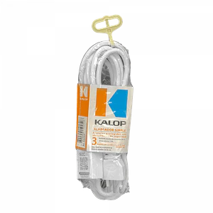 Alargador 3x0,75mm 6A Enchufe-Chileno H05VV-F KALOP 3mt Blanco 