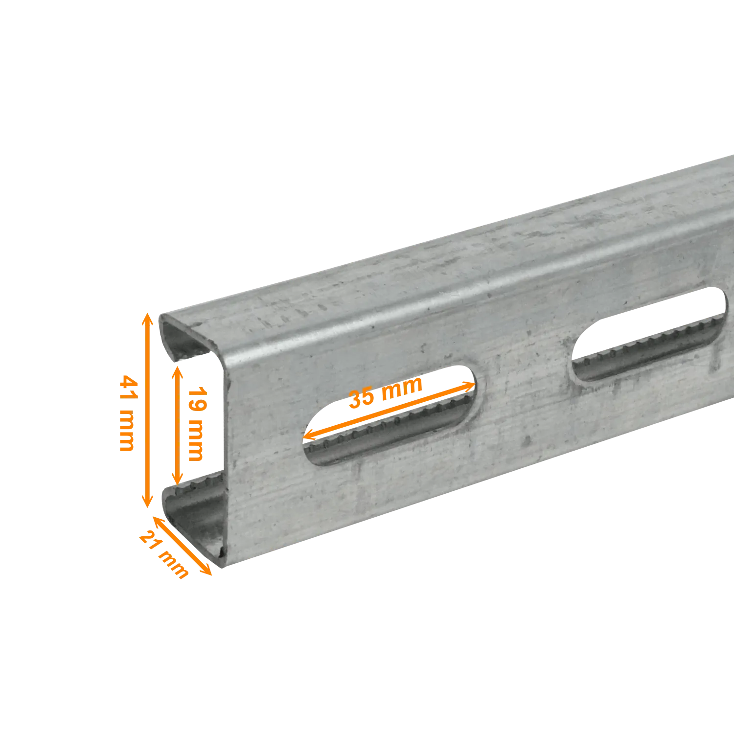 Perfil Strut 1mt 21x41x1,2mm Perforado Fierro 100cm 1