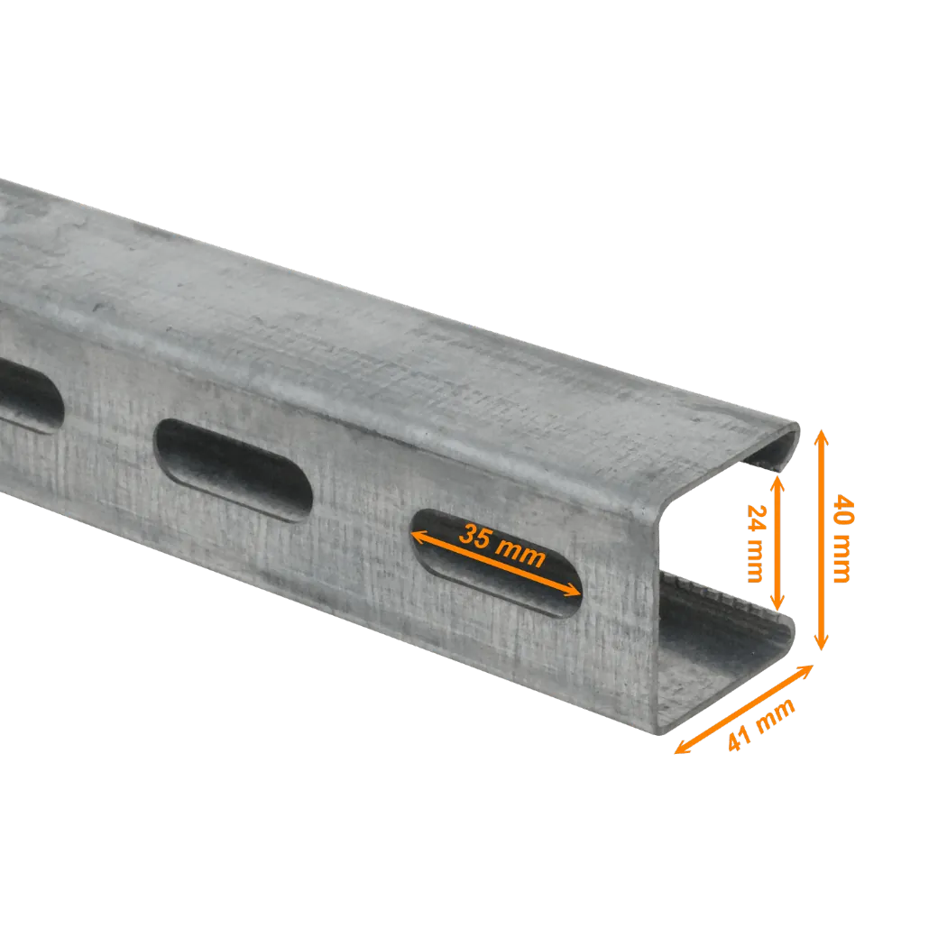 Perfil Strut 1mt 41x41x1,2mm Perforado Fierro 100cm 1