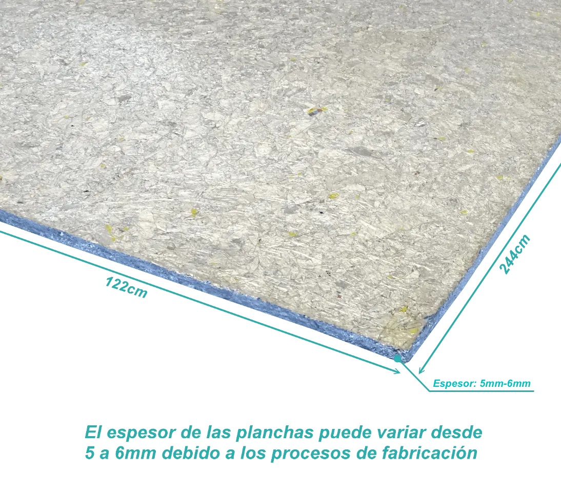 Plancha 5mm-6mm impermeable Polialuminio Reciclado 1,22x2,44m  TECAPLAK  1