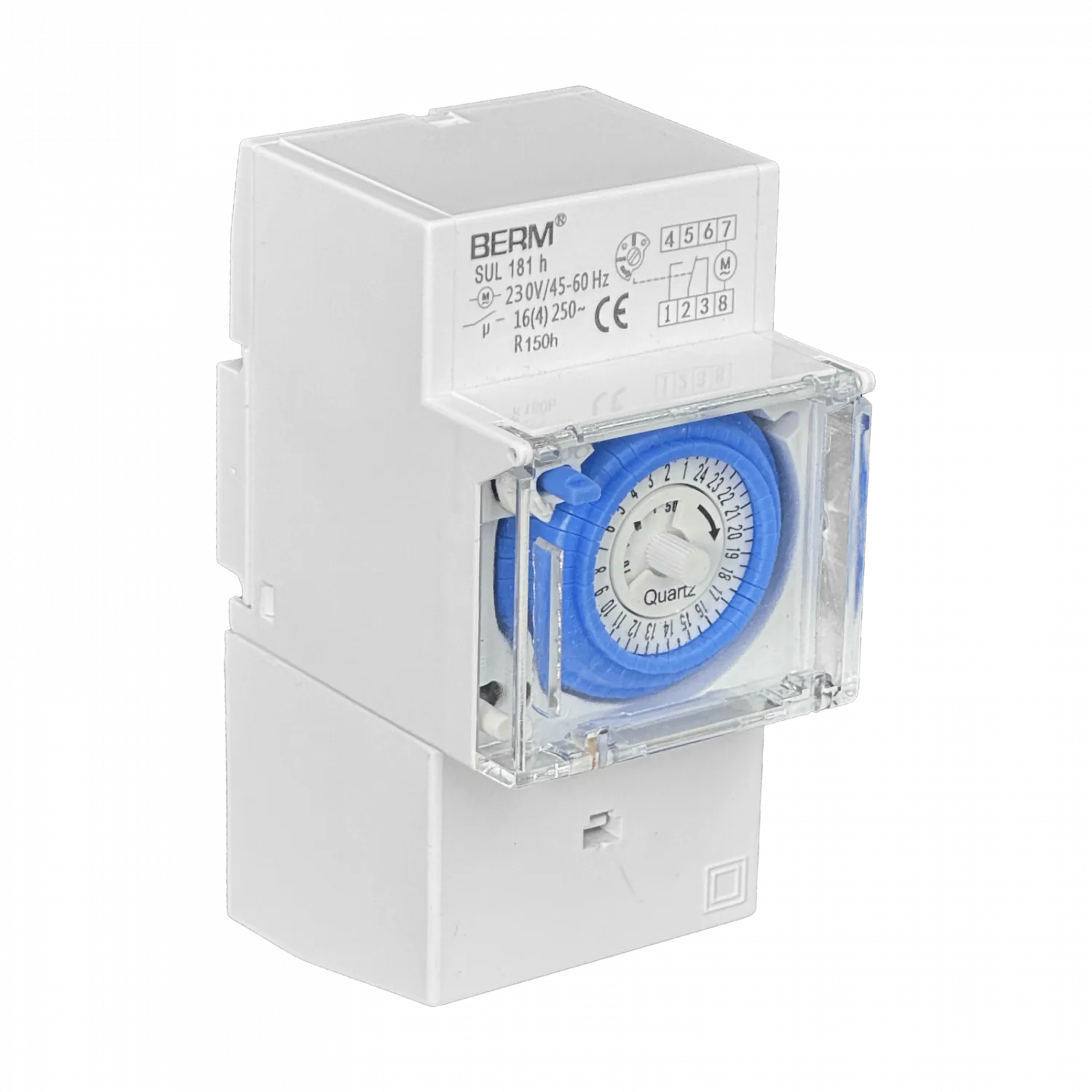 Riel-Din Temporizador Mecanico 220VAC 16A 50-60Hz 3500W 24hrs SUL 181h 1