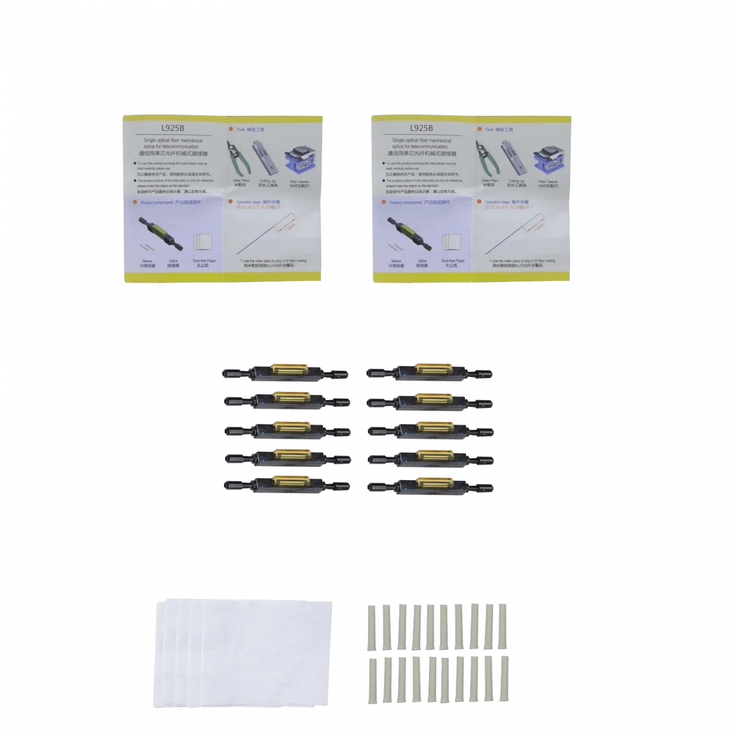 Empalmes Mecanicos p/Fibra Optica 0.25/0.9 MonoModo SM L925B 10-unids  1