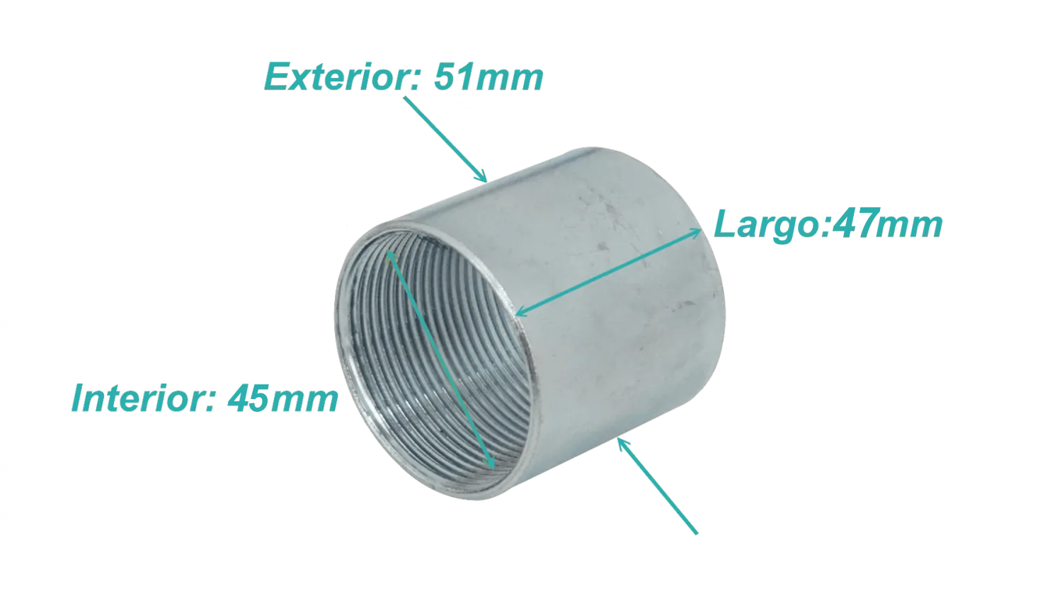IMC 1-1/2-Pulg Copla Largo-48mm Hilo Interno 45/51mm-Diam-int/ext 1