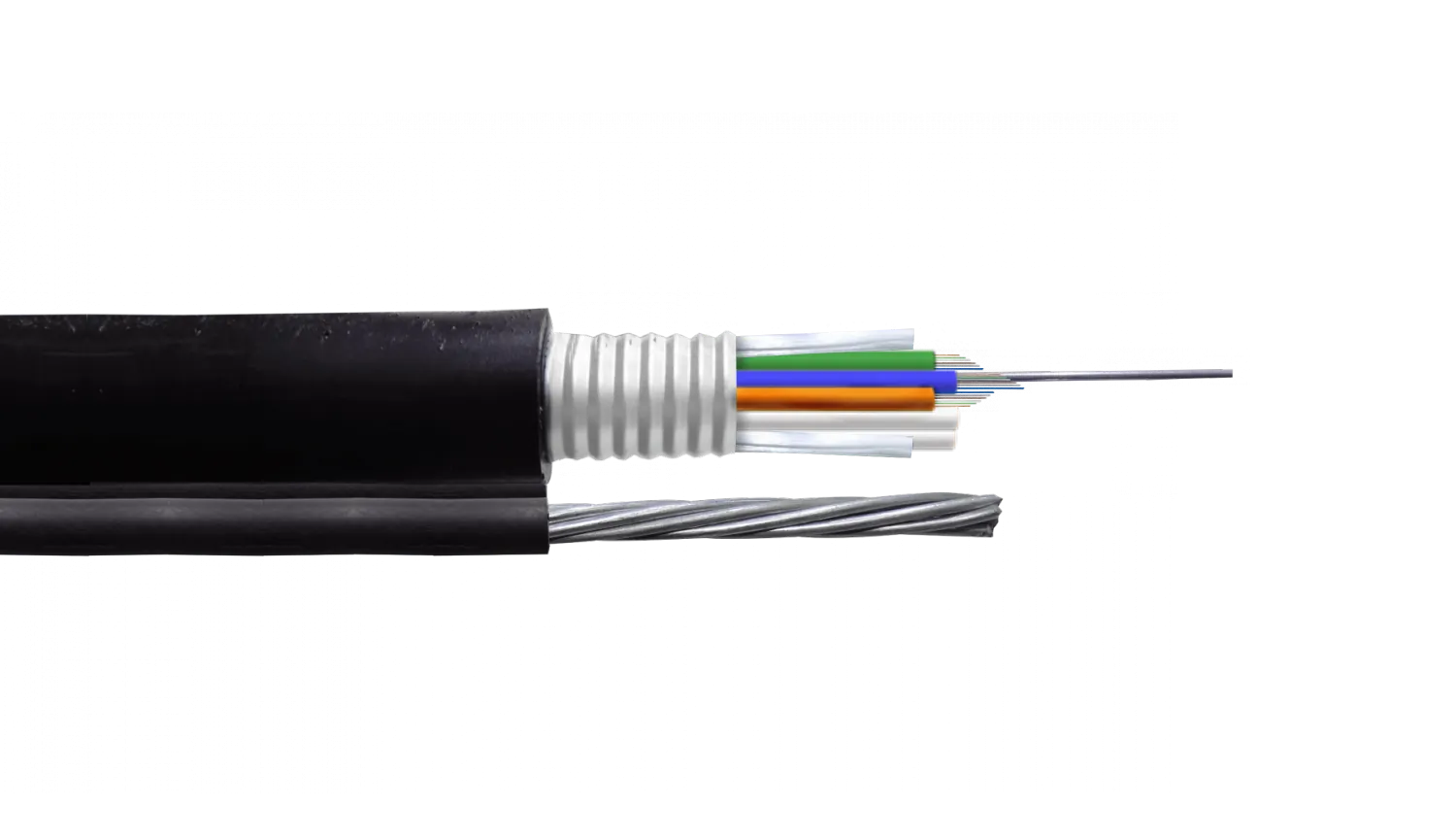 Cable de Fibra Óptica OM3 12 Fibras Multimodo Figura 8 con Portante Metálico para Exterior - CF3812 1