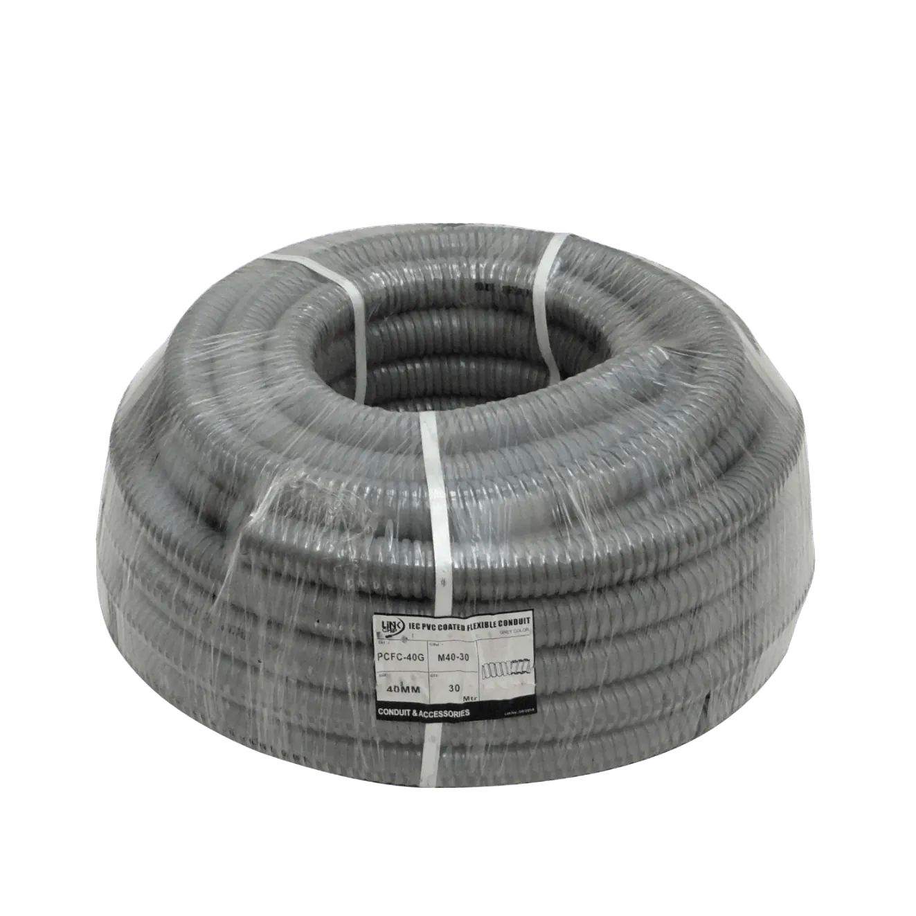 Rollo de 30m, Conduit Flexible Metálico Cubierto en PVC, 40mm (1-1/4