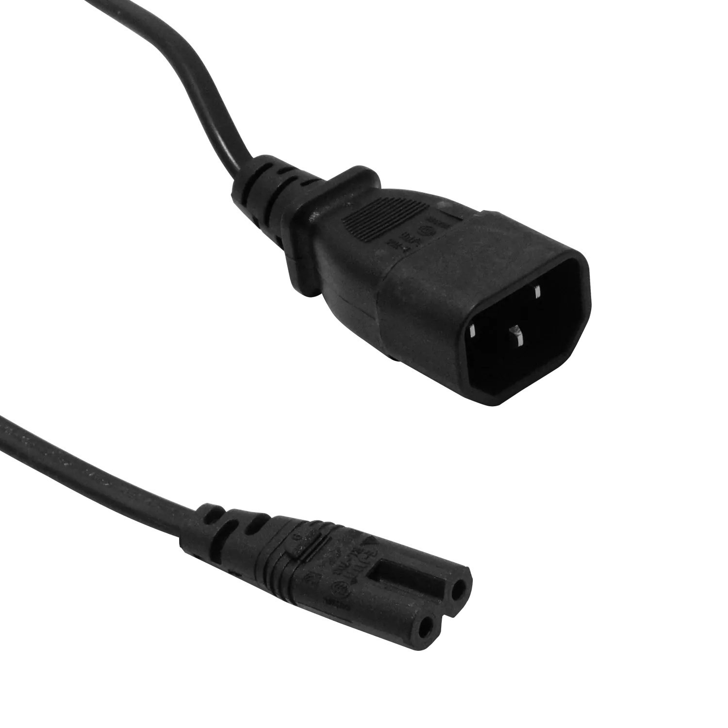 Cable Poder 3A 2x0, 75mm2 80cm, 0.8mt Negro Tipo-8-C7-Hembra a C14-Macho  1