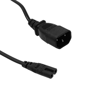 Cable Poder 3A 2x0, 75mm2 80cm, 0.8mt Negro Tipo-8-C7-Hembra a C14-Macho 