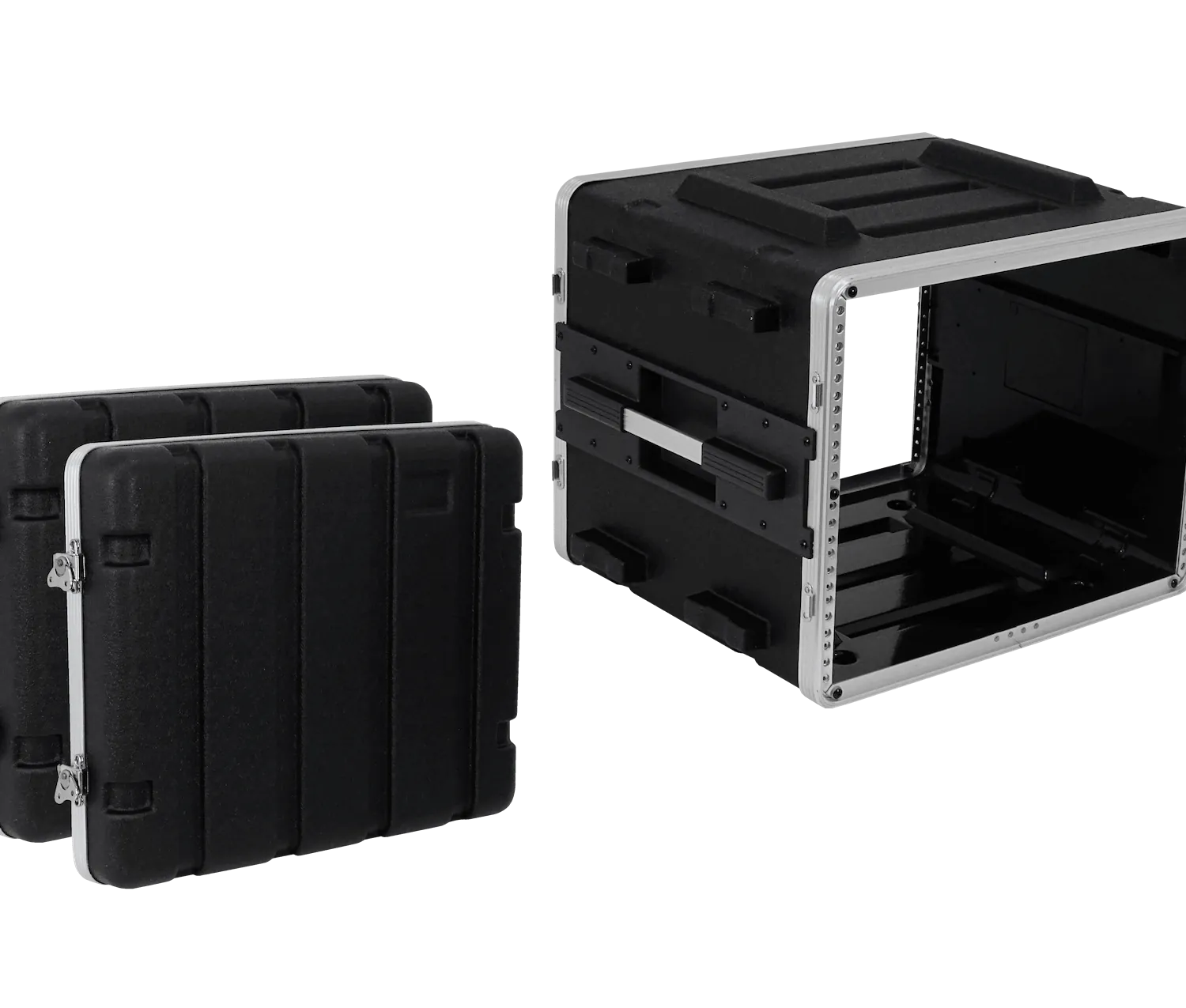 Rack Portátil de Plástico 8U, 42cm Fondo, 2 Tapas, Para Exteriores, Negro 1