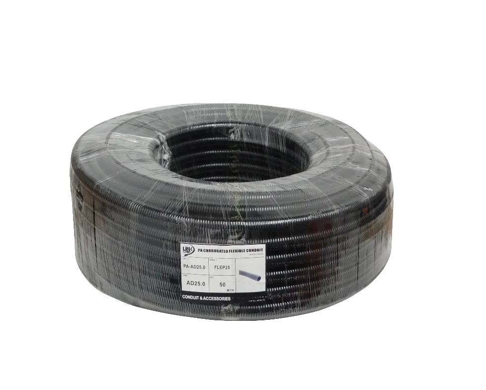 Conduit Flexible Plastico Corrugado Negro PA 25mm Rollo-50mts 21mm-int  1