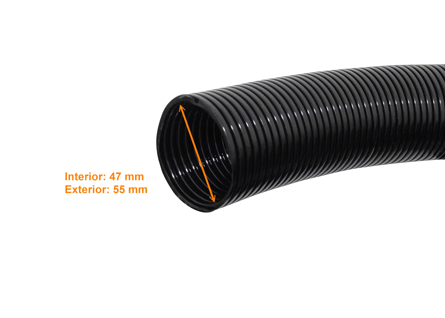 Conduit flexible plást ico corrugado negro 55 mm, rollo 25 m, FLEP55 1