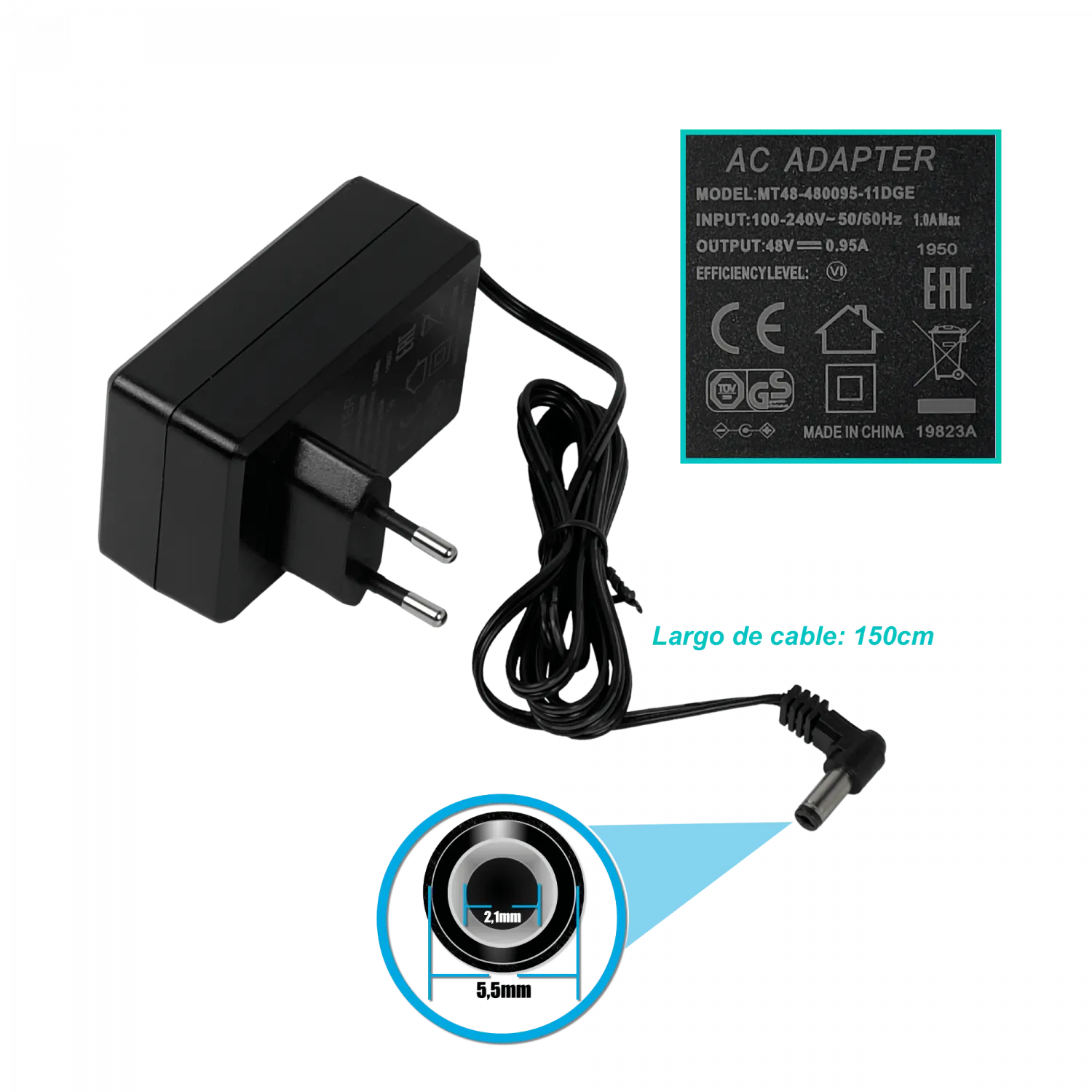 Fuente de Poder MikroTik MT48-480095-11DG - 48V 0.95A para Tramos Largos de Cable Ethernet 2