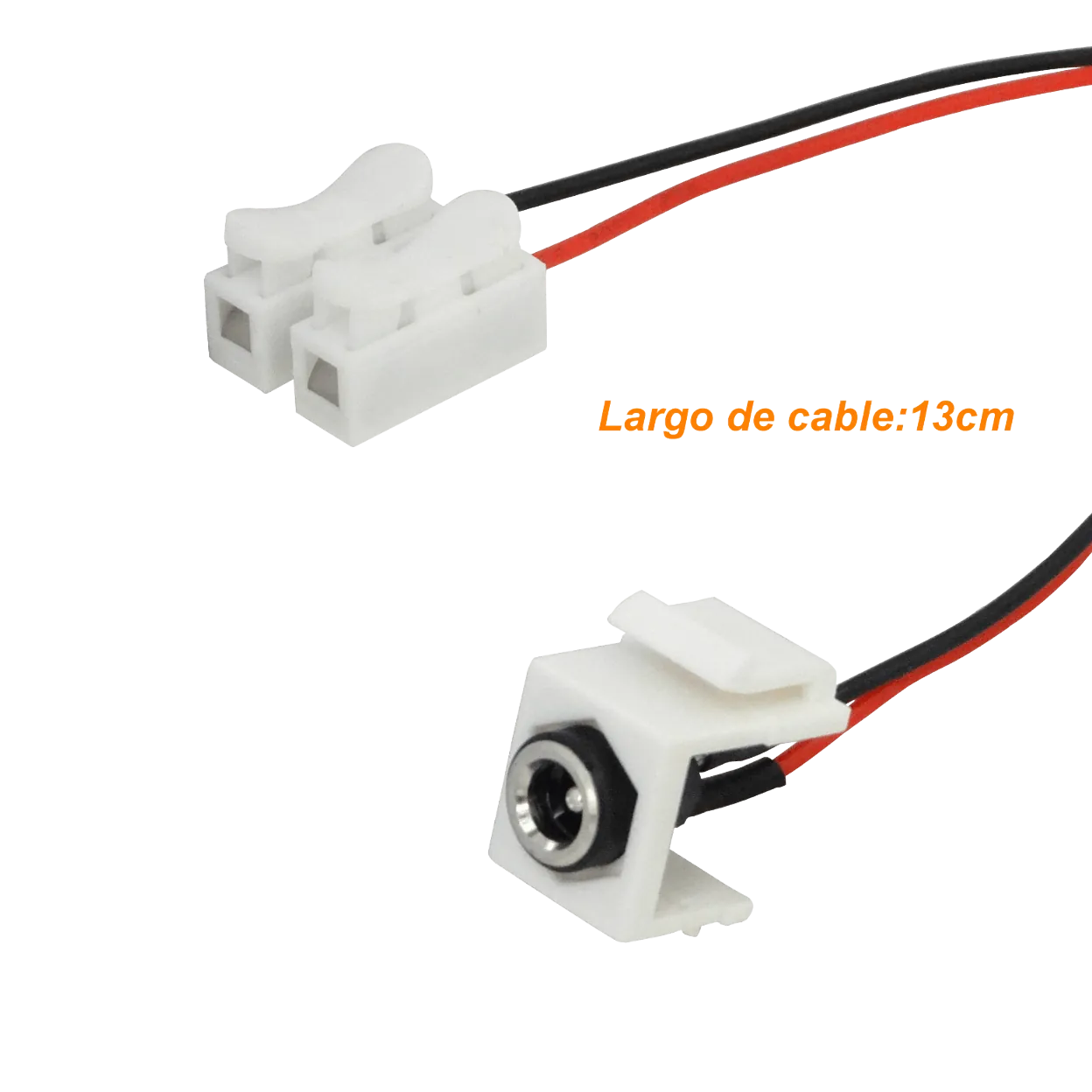 Keystone Jack K2155 Hembra 5,5x2,1mm con Cables de 13cm y Regleta 2P 1