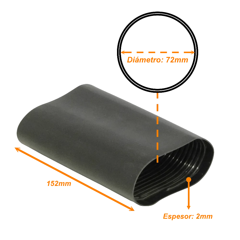 Termo Contractil Termoretractil Rigido para Mufa 72mm 16cm 2mm Negro  4
