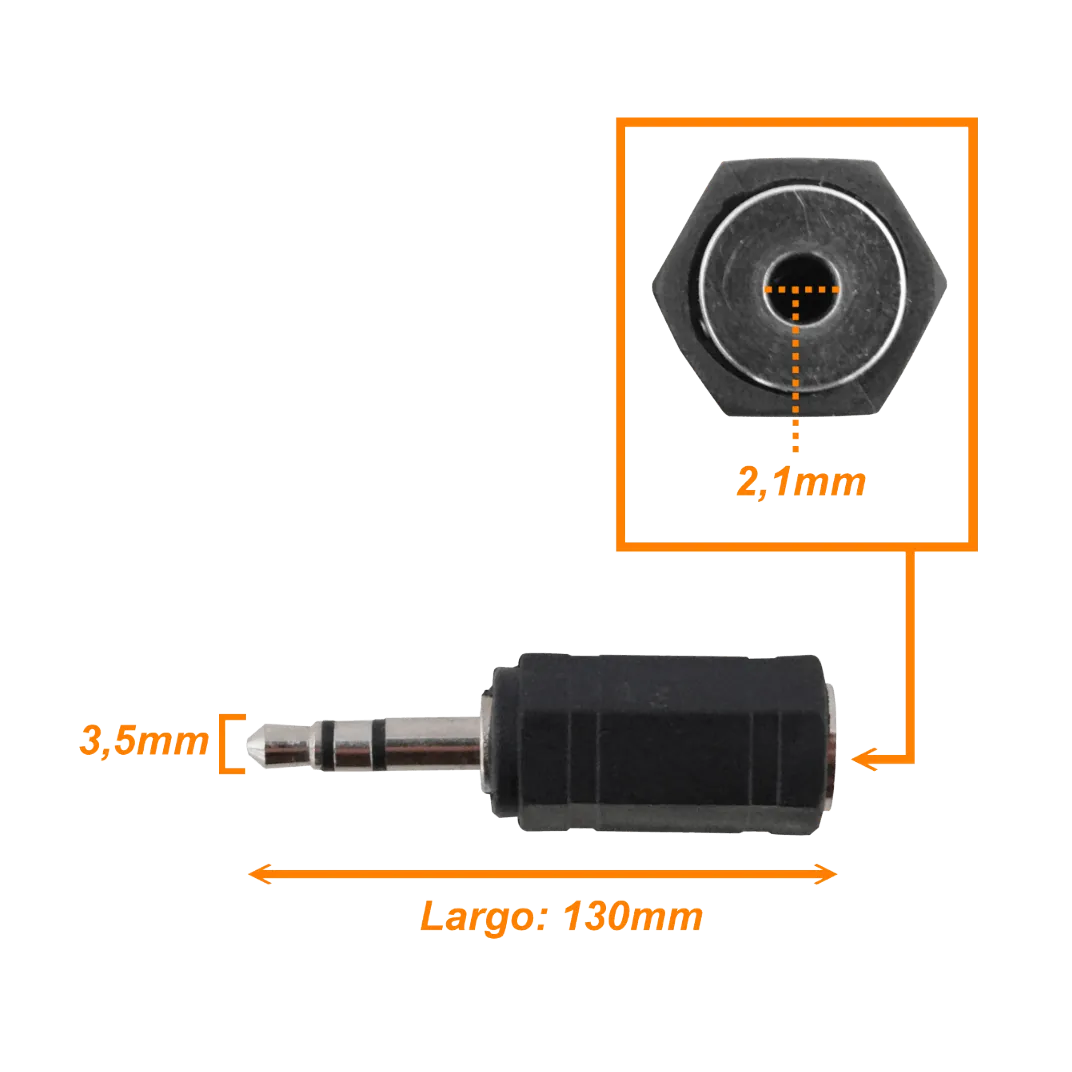 Adaptador de Audio 2.5mm Hembra a 3.5mm Macho Estéreo, Phone 3/32” a 1/8” 3