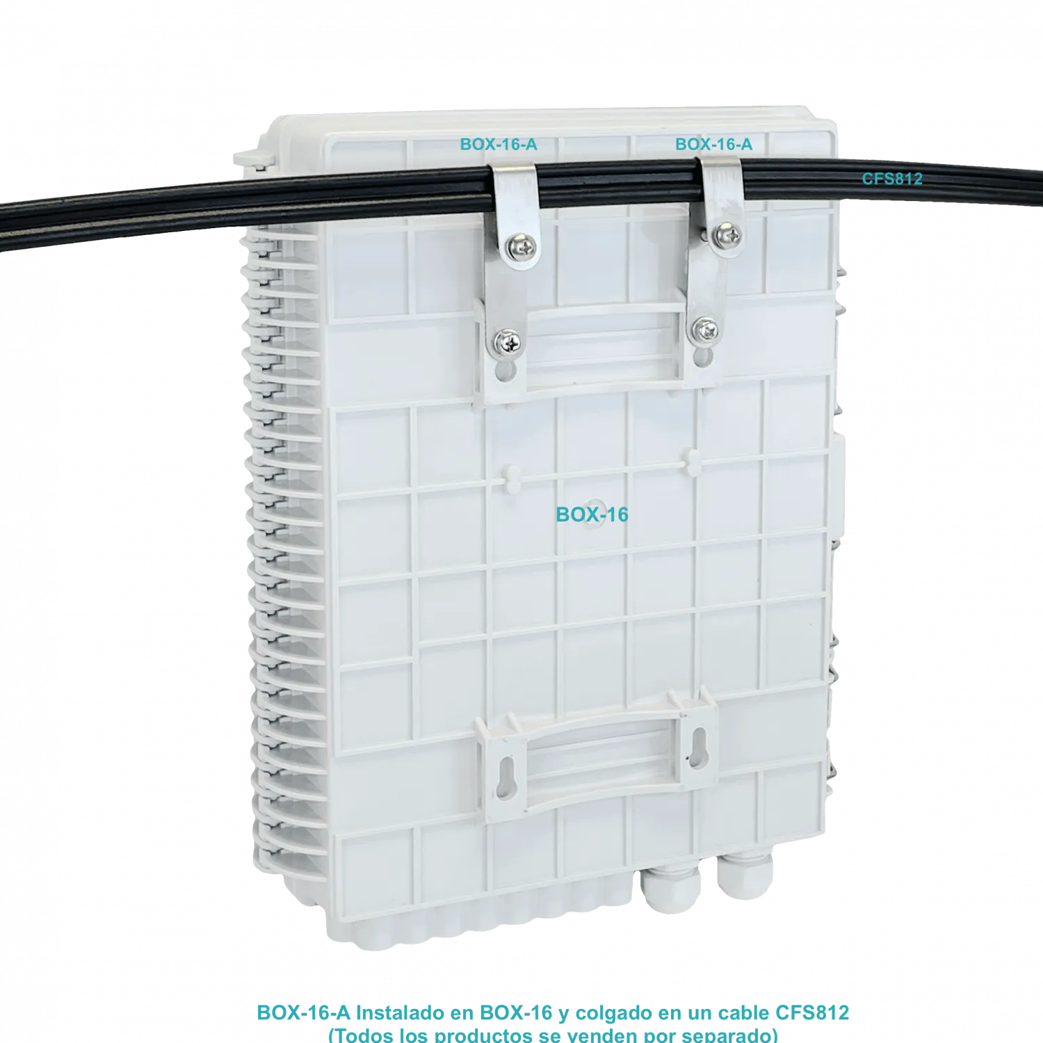 Kit de Montaje para Caja NAP de Fibra Óptica BOX-16/BOX-16N en Mensajero o Cable de Acero - BOX-16-A 2