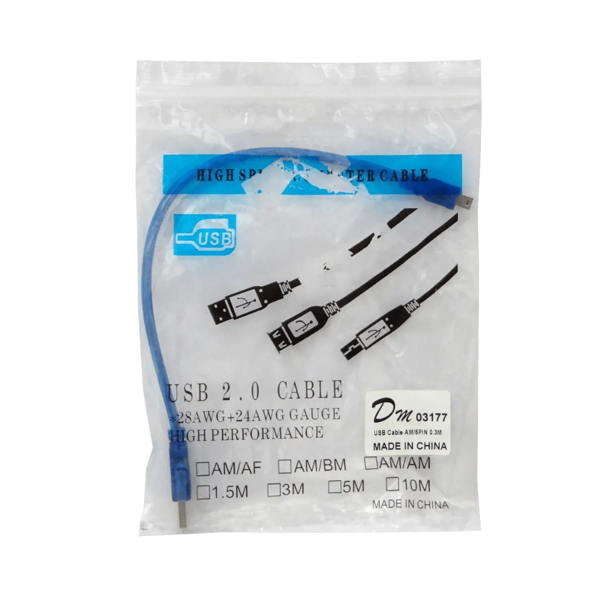 Cable USB A-Macho 5pin-Mini-Macho 0,25mt 25cm 4
