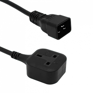 Cable Poder 0,5mt C20-Macho UK-Hembra  Negro 50cm