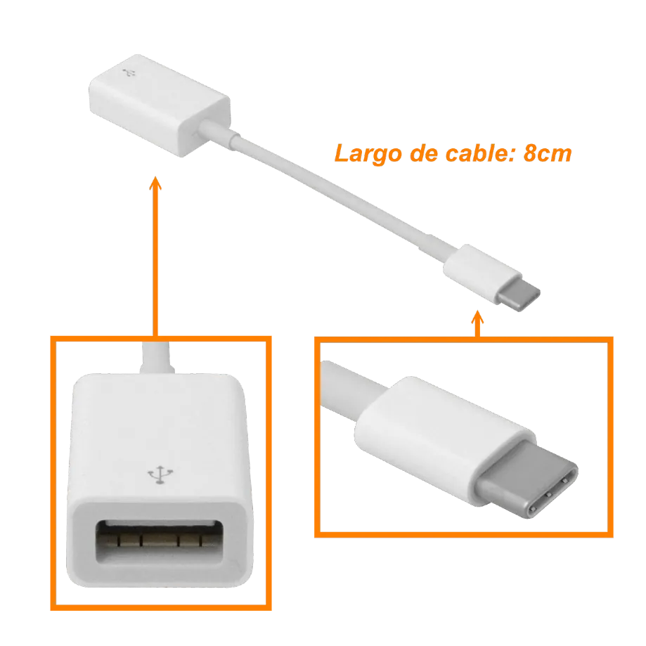 Cable Apple Original USB-C a USB-A hembra 8cm corto modelo A1632 para adaptacion 2