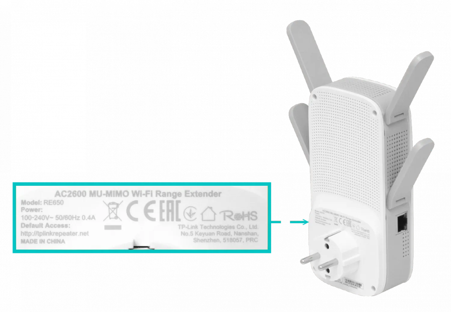 Extensor de Rango TP-Link RE650 Wi-Fi AC2600 con 4 antenas de alto rendimiento 2