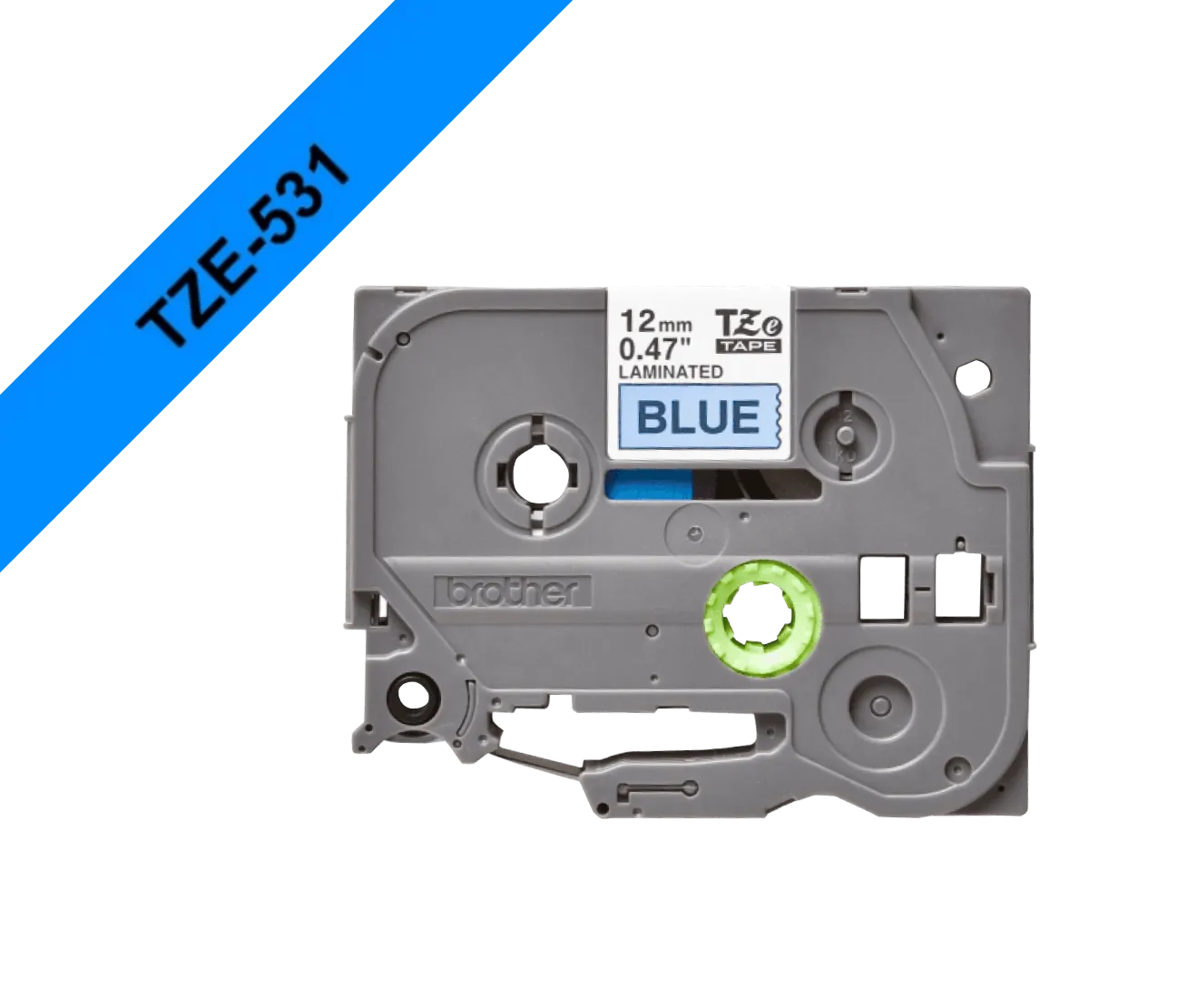 Cinta Brother TZE-531 12mm negro en fondo azul 8m 1