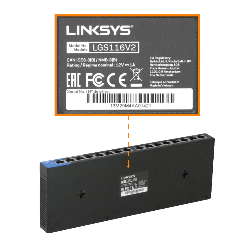 Switch Linksys Business LGS116 unmanaged - 16 x 10/100/1000 - desktop, wall-mountable - AC 100/2 3