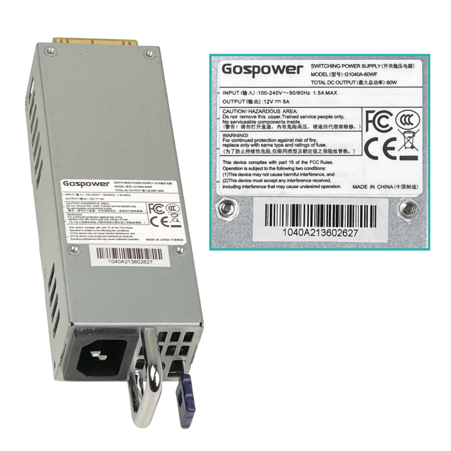 Fuente de Alimentación Hot-Swap 60W MikroTik G1040A-60WF - Compacto para instalación sencilla 2