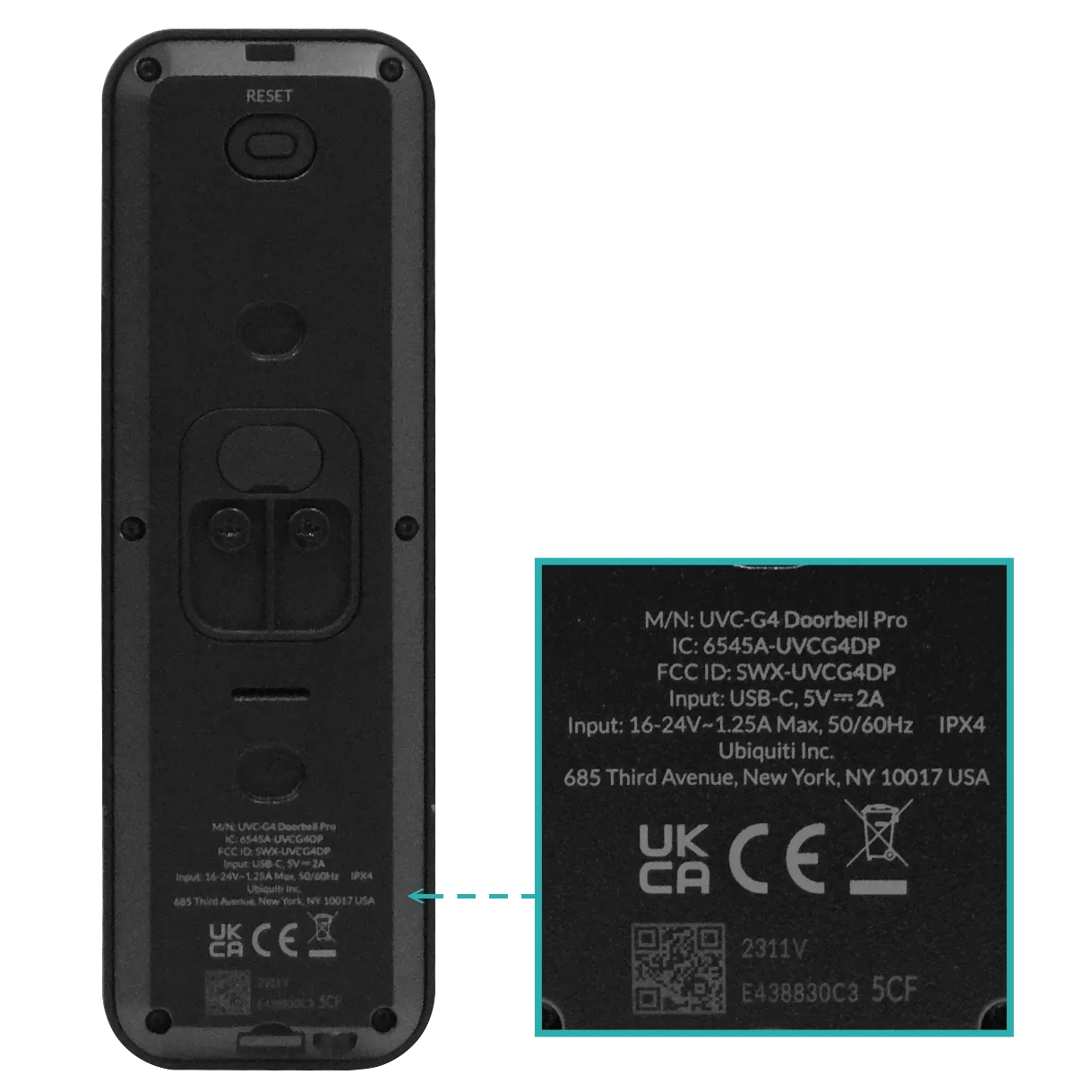Timbre Inteligente con Cámara Dual y HDR Mejorado, Ubiquiti G4 Doorbell Pro, Negro 3