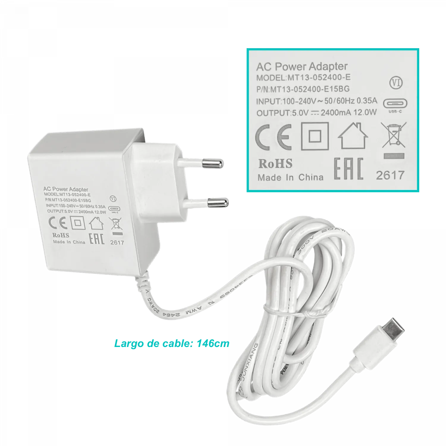 Cargador MikroTik F5-24 - 5V 2.4A con Conector USB Type-C 2