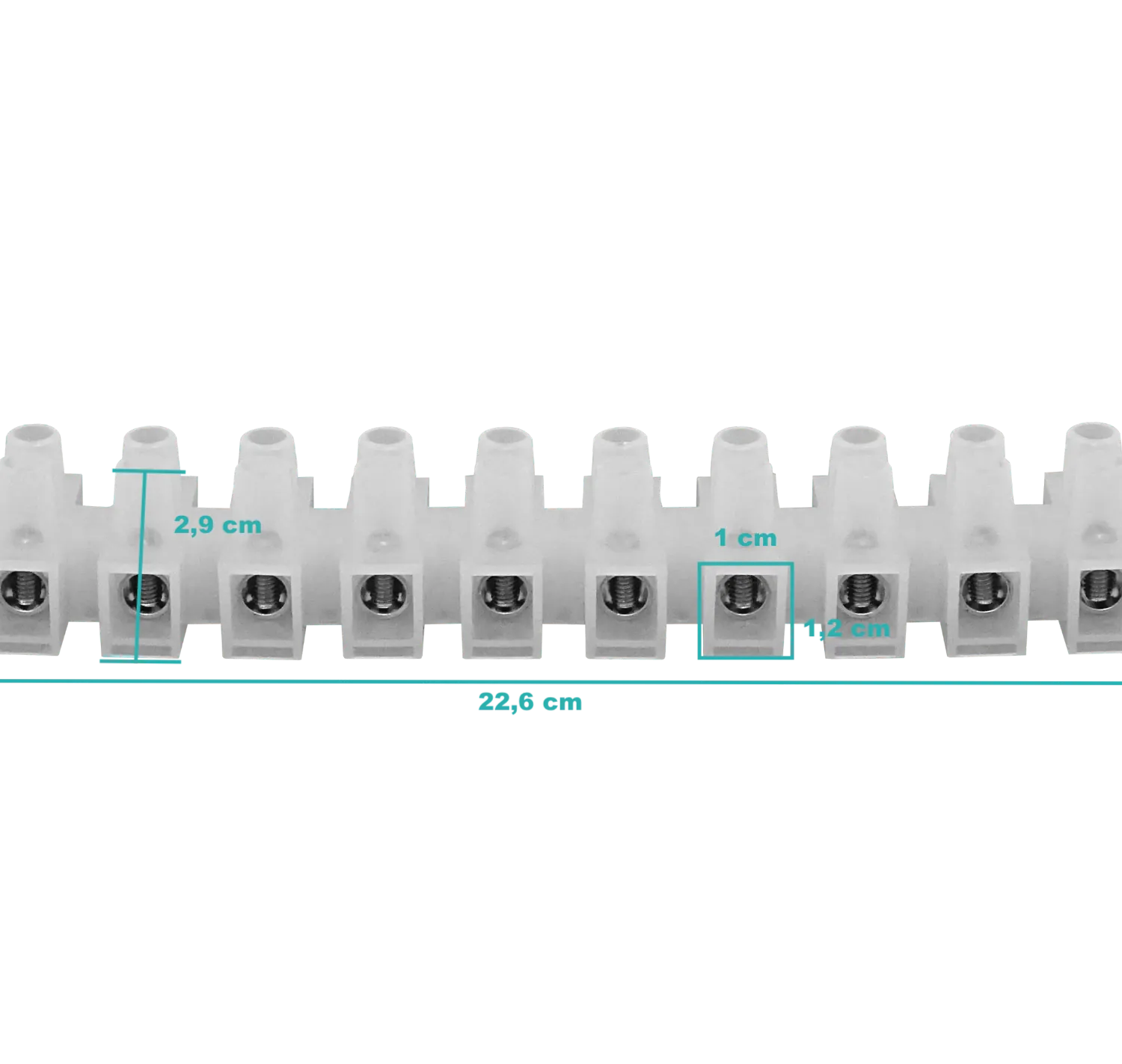 Regleta-Tornillo 380V 100A-Max 226x35x29mm 100-Ampere 21,2mm2 12-Pares  1