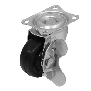 Rueda 1,5-pulgadas c/Freno Giratoria Negro Soporta-20Kg 38x46x54mm