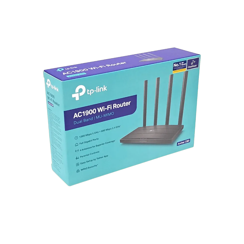 Router WiFi AC1900 MU-MIMO TP-Link Archer C80 - 1xWAN Gigabit, 4xLAN Gigabit, Beamforming 5