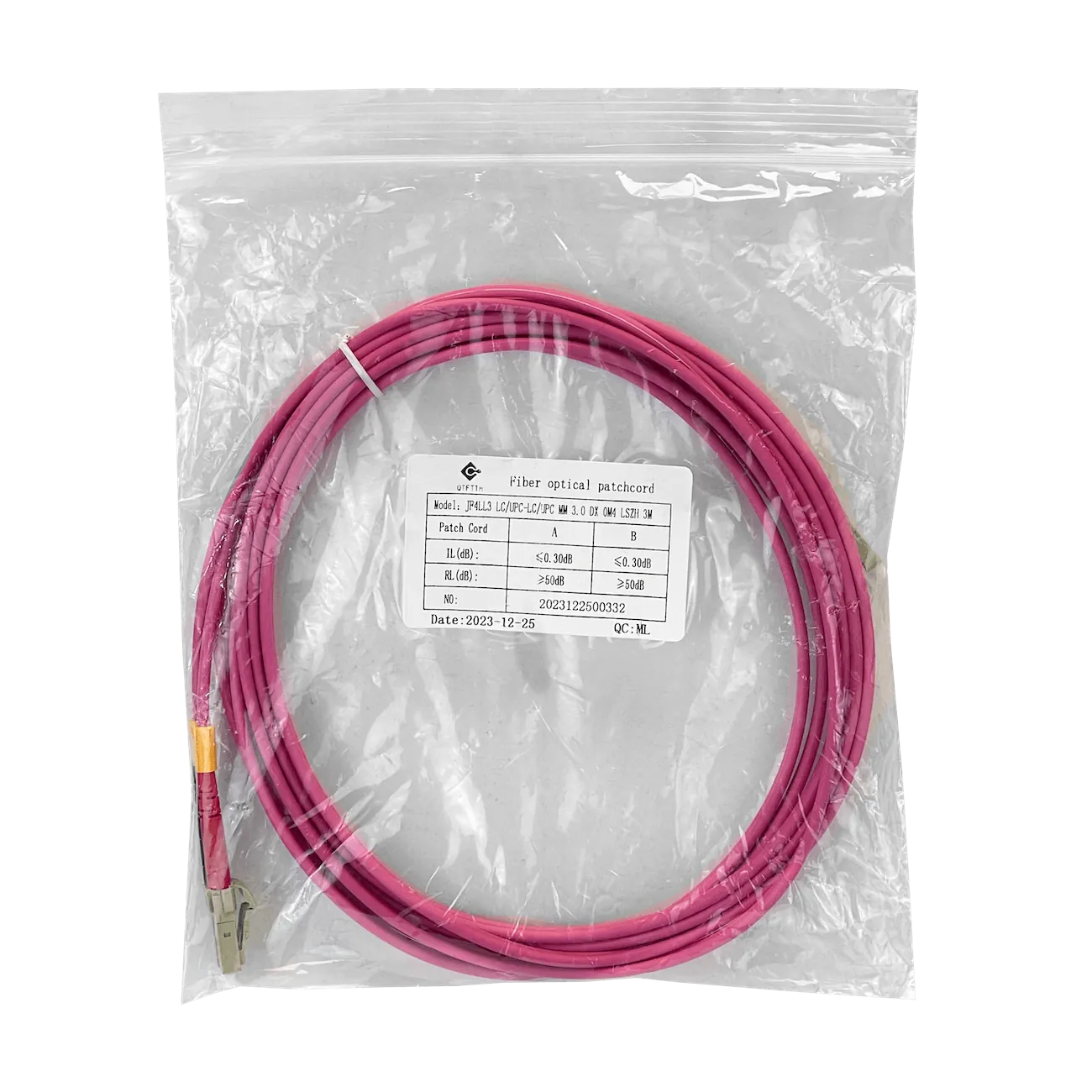 Jumper Fibra 50/125um 3,0mm LSZH 3mt LC-LC OM4 MultiModo MM Duplex  2