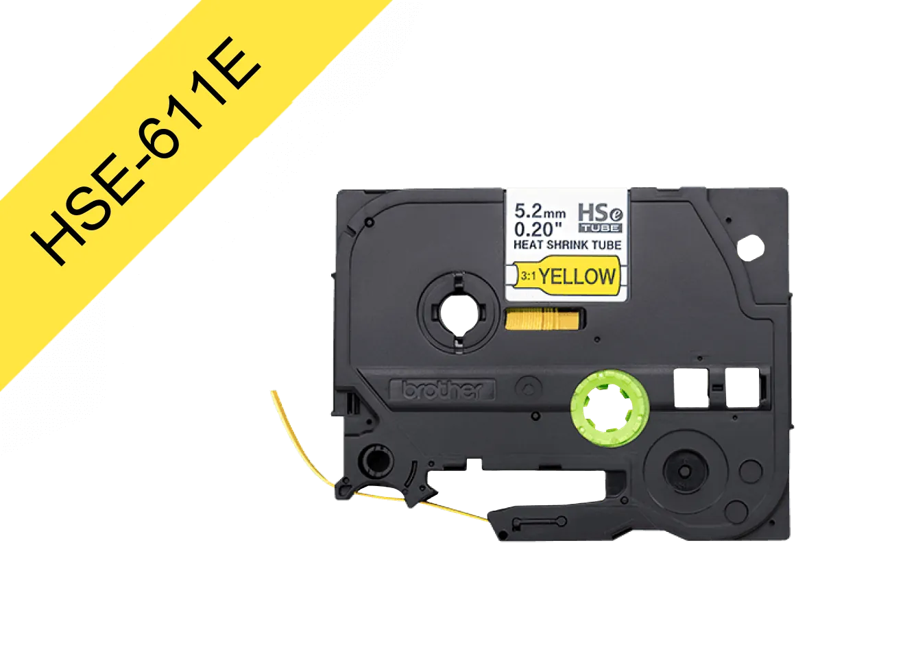 Cinta termoretractil Brother HSE-611E 5mm negro en amarillo 15m 1