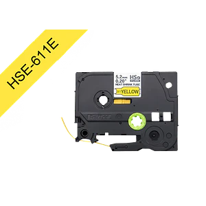 Cinta termoretractil Brother HSE-611E 5mm negro en amarillo 15m