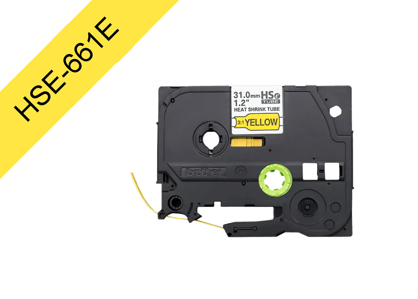 Cinta Termorretráctil Brother HSE661E, 5.8mm, Compatible con Rotuladoras P-Touch, Color Negro 1