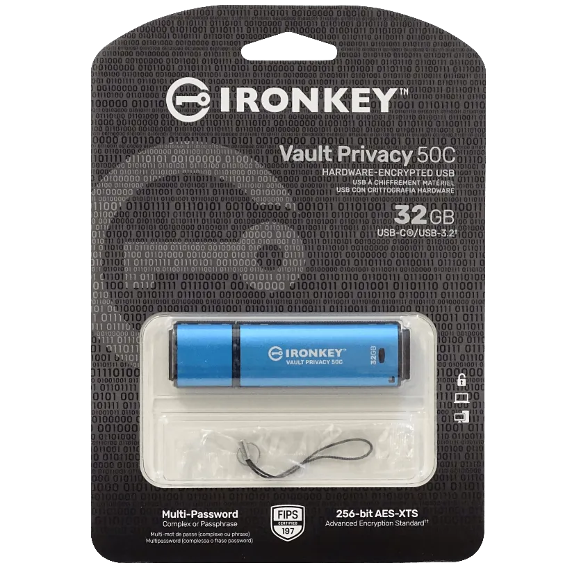 Pendrive KINGSTON 32GB USB-C Encriptado AES-256 IronKey IKVP50C/32GB  1