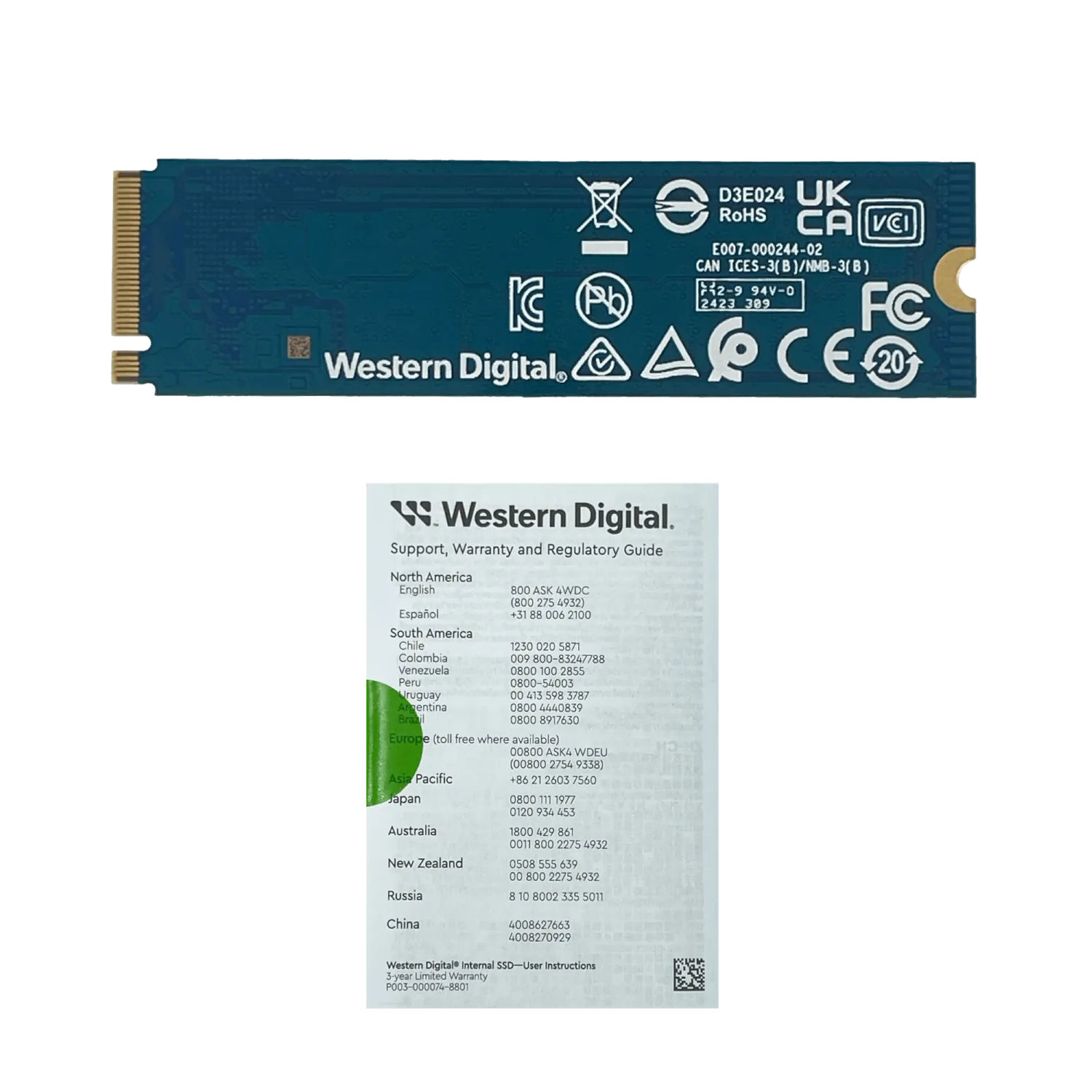 Unidad SSD Western Digital WD Green SN350, 250GB, M.2 2280 NVMe, Lec. 2400 MB/s, Esc. 900MB/s  2