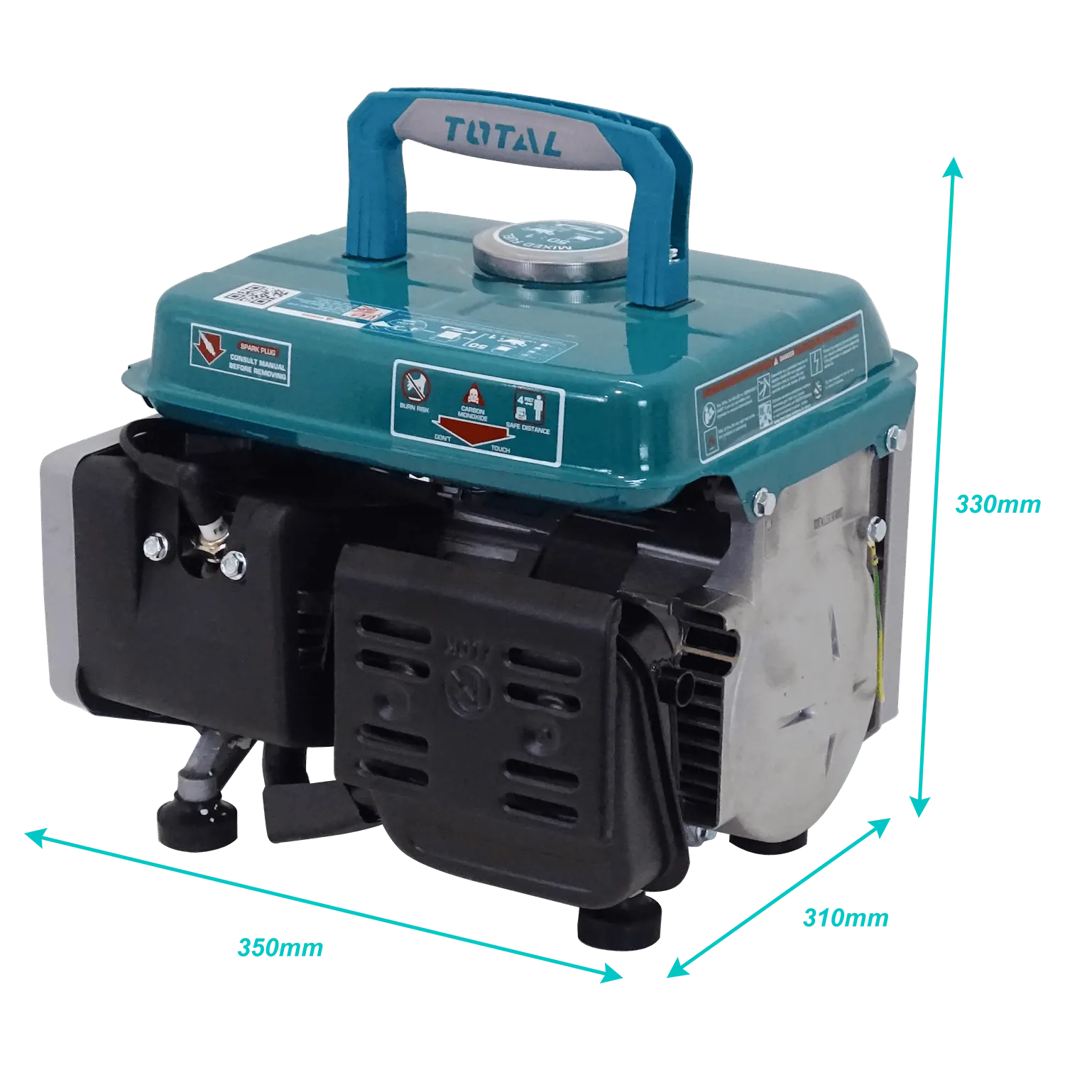 Generador de Gasolina TOTAL TP18001 - 800W, 2HP, 2 Tiempos 2