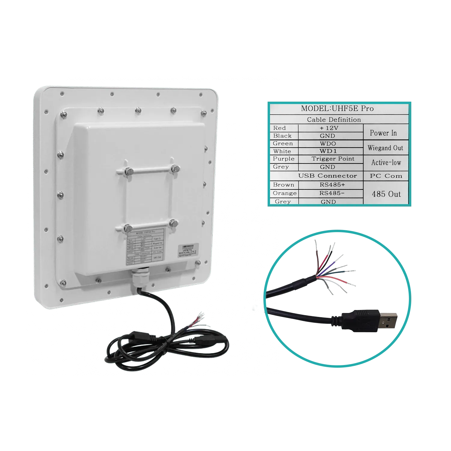 Lector RFID UHF ZKTeco UHF5E-PRO - Antena 9dBi, 865-868MHz, 9-15V DC 2