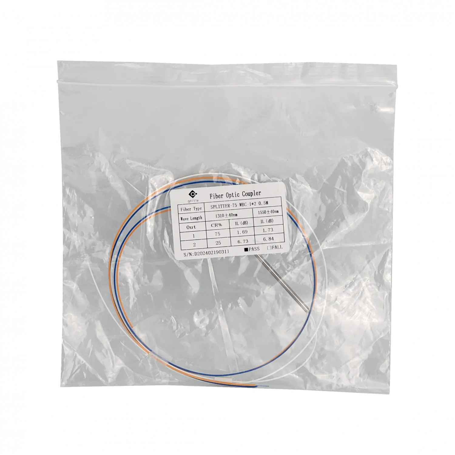 Divisor Splitter XPON XGPON Desbalanceado 1x2 75-25 FBT sin-Conectores  2
