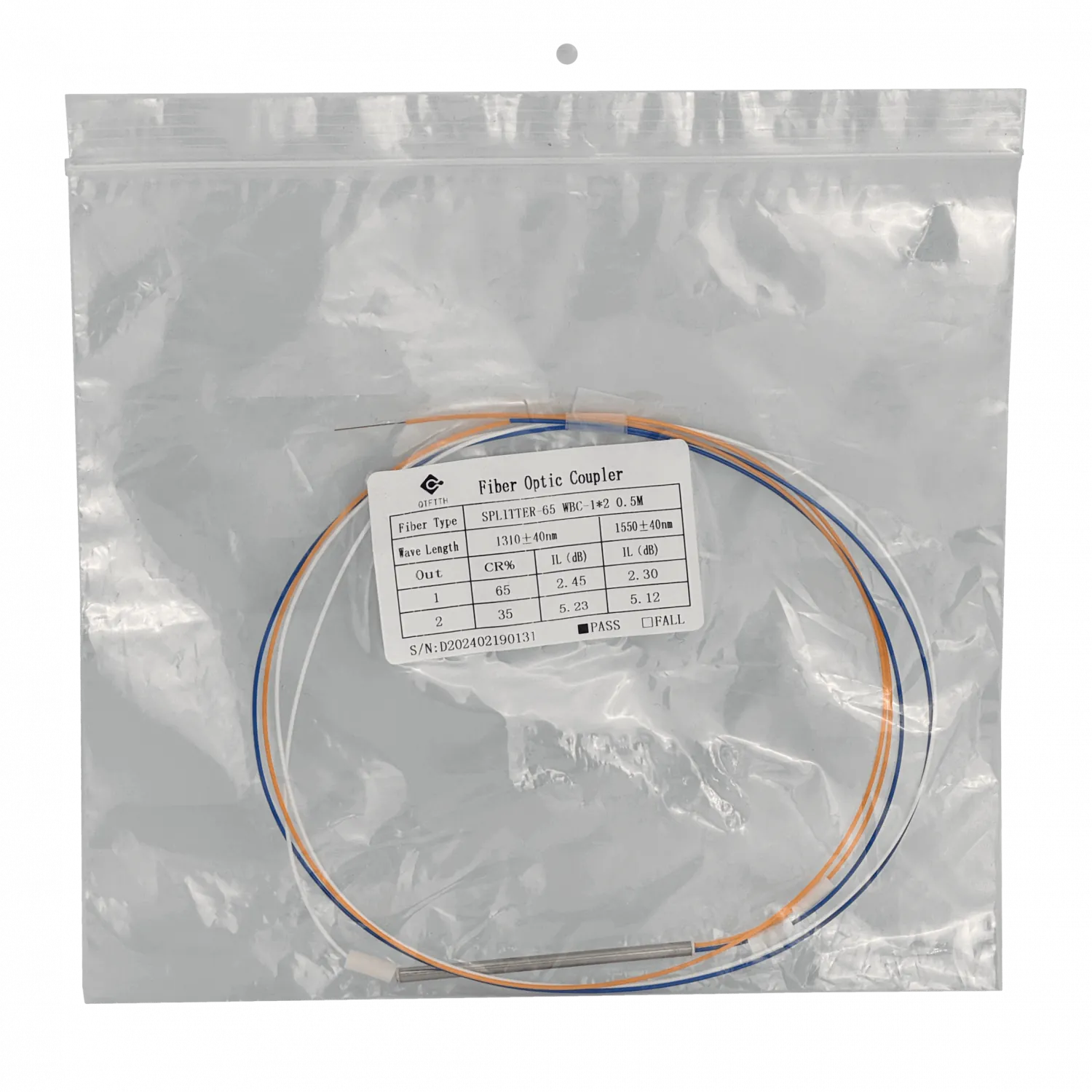 Divisor Splitter XPON XGPON Desbalanceado 1x2 65-35 FBT sin-Conectores  2