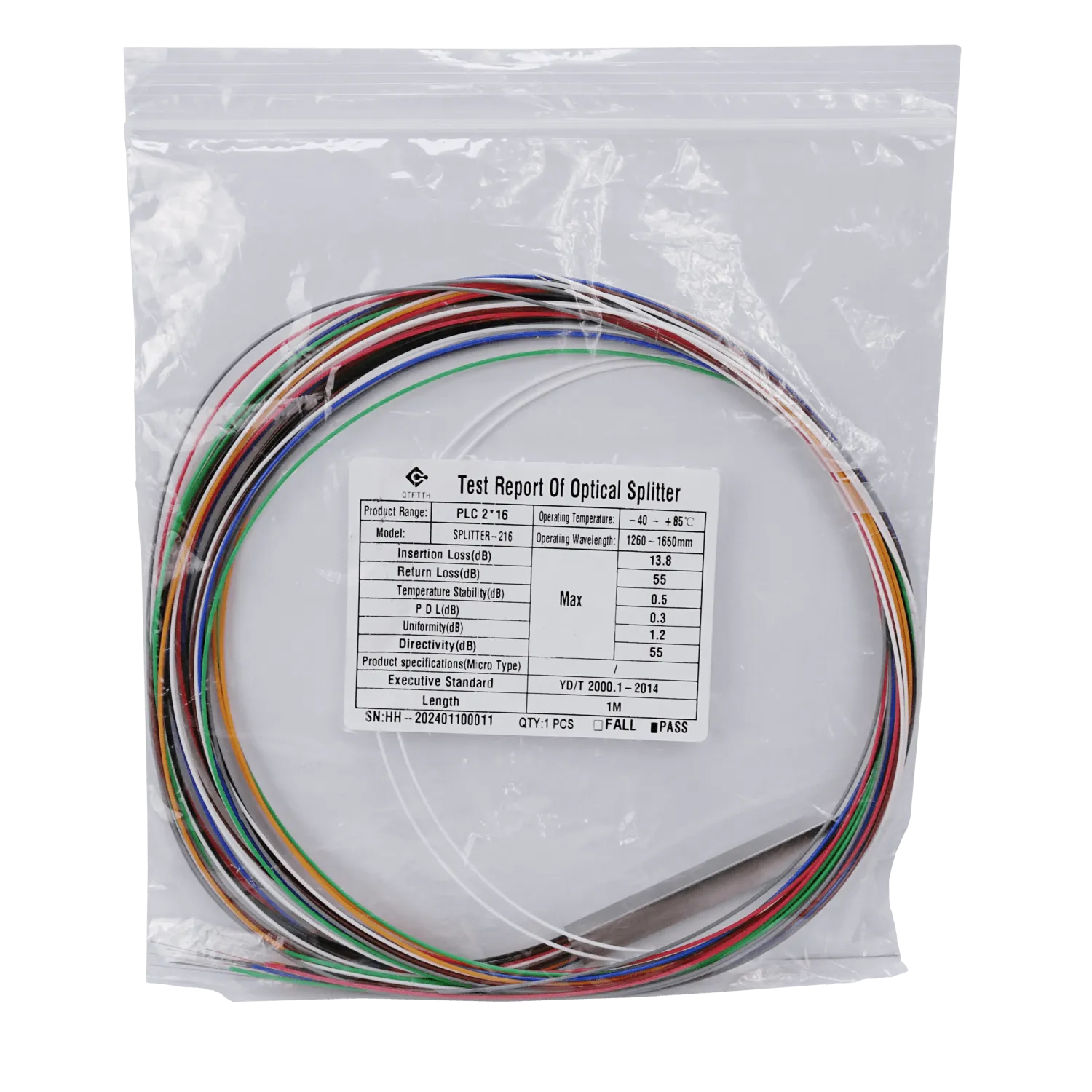 Divisor Óptico 2x16 sin Conectores 1m Splitter XPON XGPON - DIVE-16 2