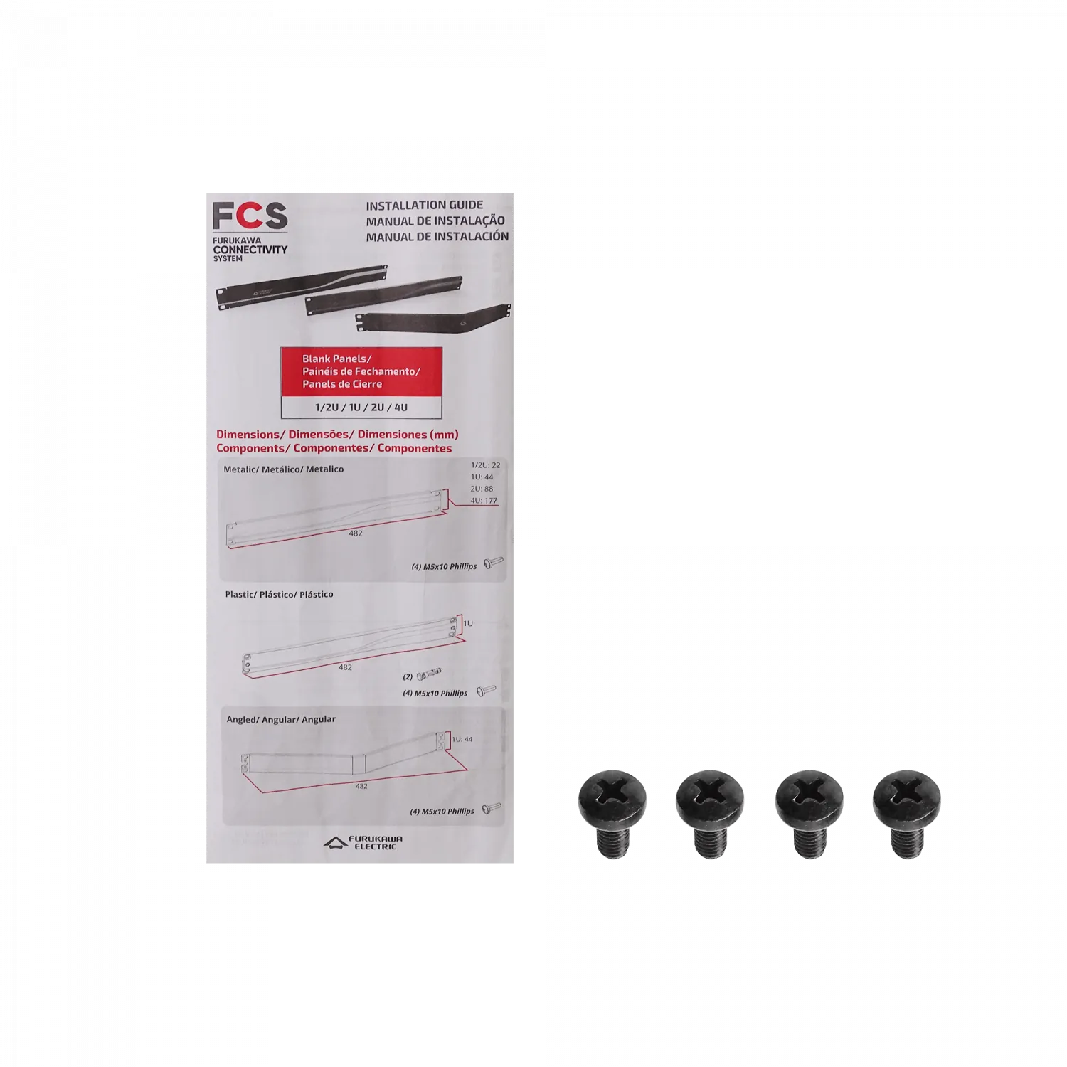 Tapa de Cierre Furukawa RAP-1F para rack 1U acero negro 19 pulgadas 2