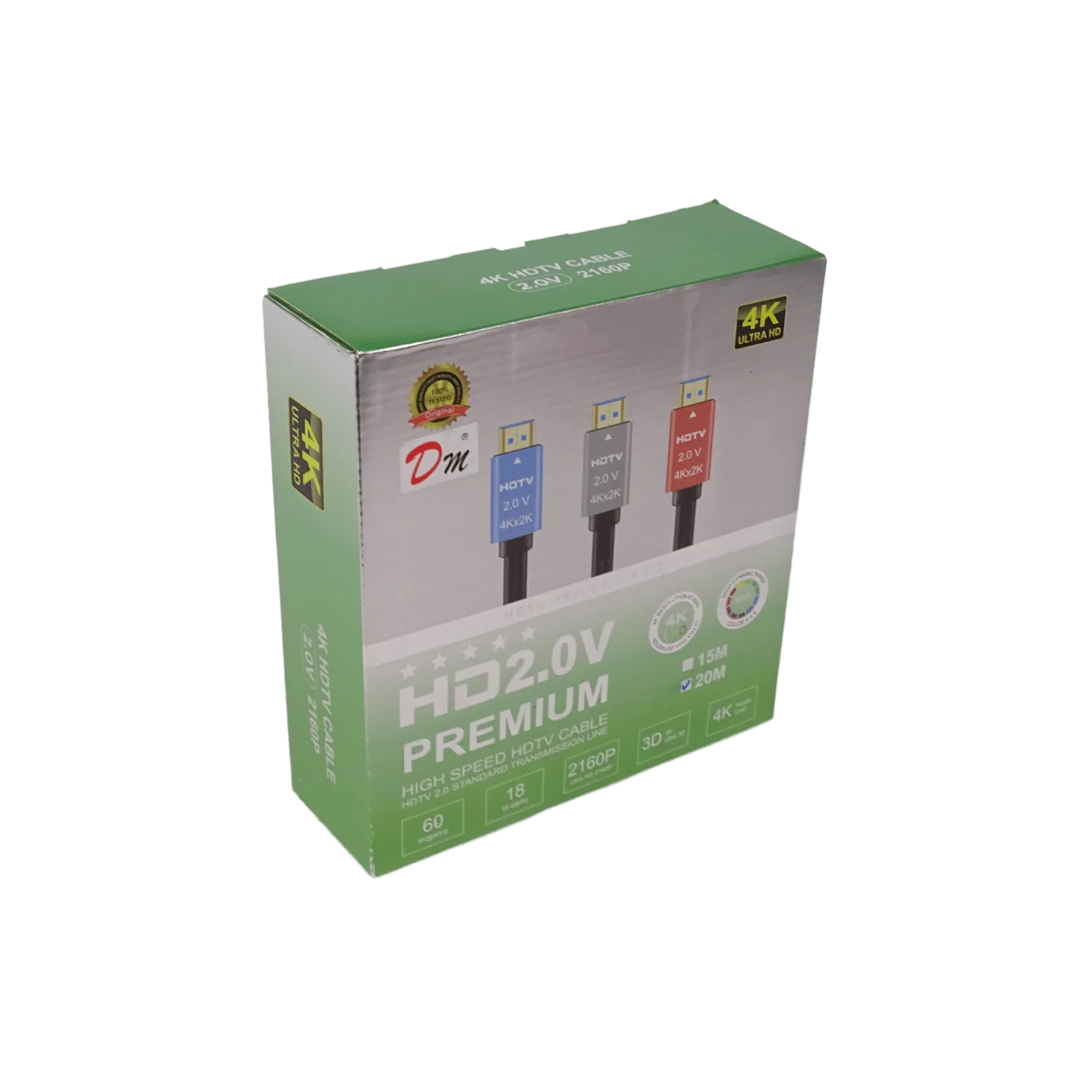 Cable HDMI 20m, 4K 2160p, HDMI-M a HDMI-M, Negro, v2.0, 3D, 60Hz 2