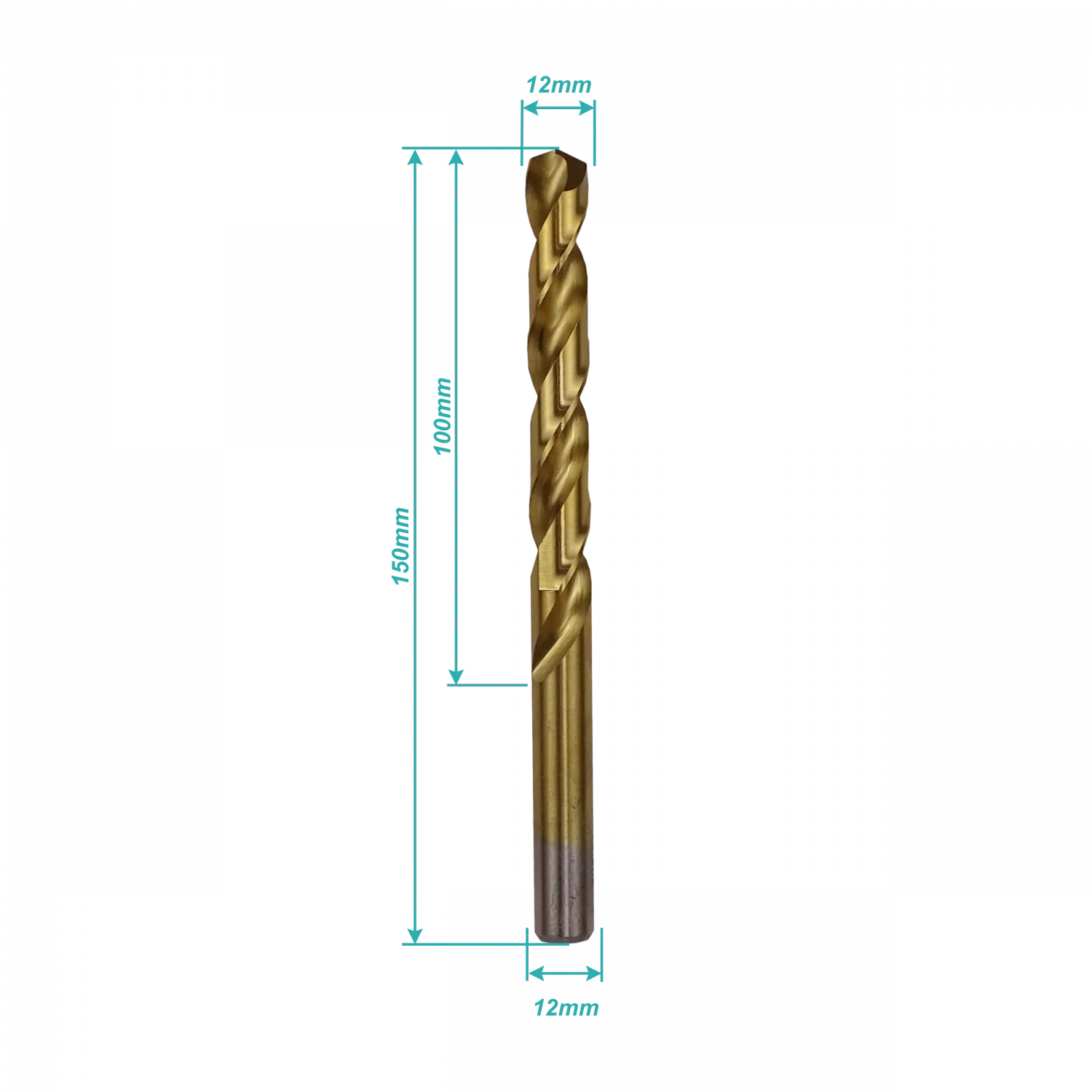 Broca Metal de Titanio HSS 12mm x 150mm  1
