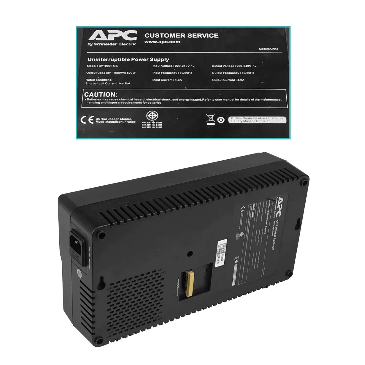 UPS APC BV1000 Easy 1000VA 600W, 1x9Ah, 4 Tomas Múltiples, Conector Anderson 2
