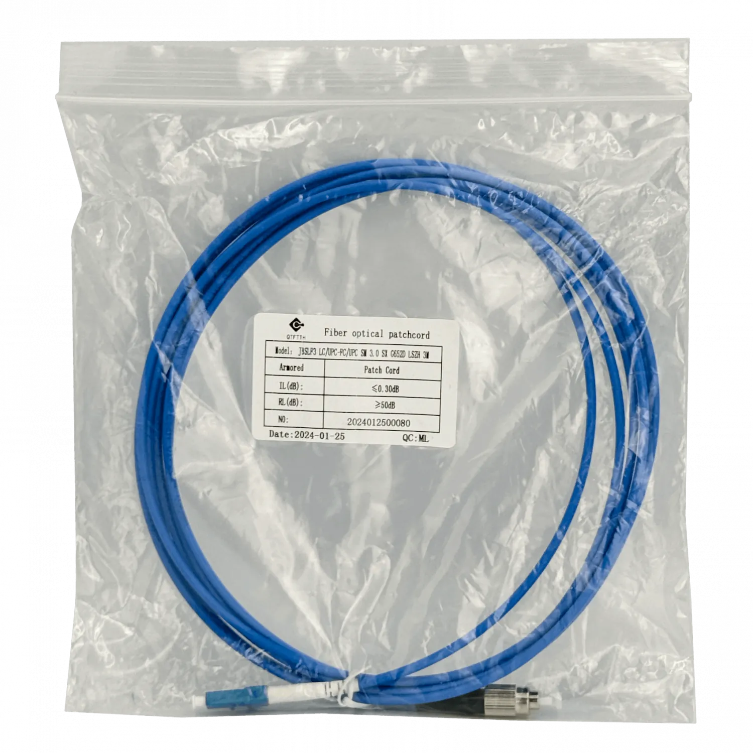 Jumper Cable Fibra 3.0mm 9/125um LSZH Blindado 3mt LC-FC SM Simplex  2