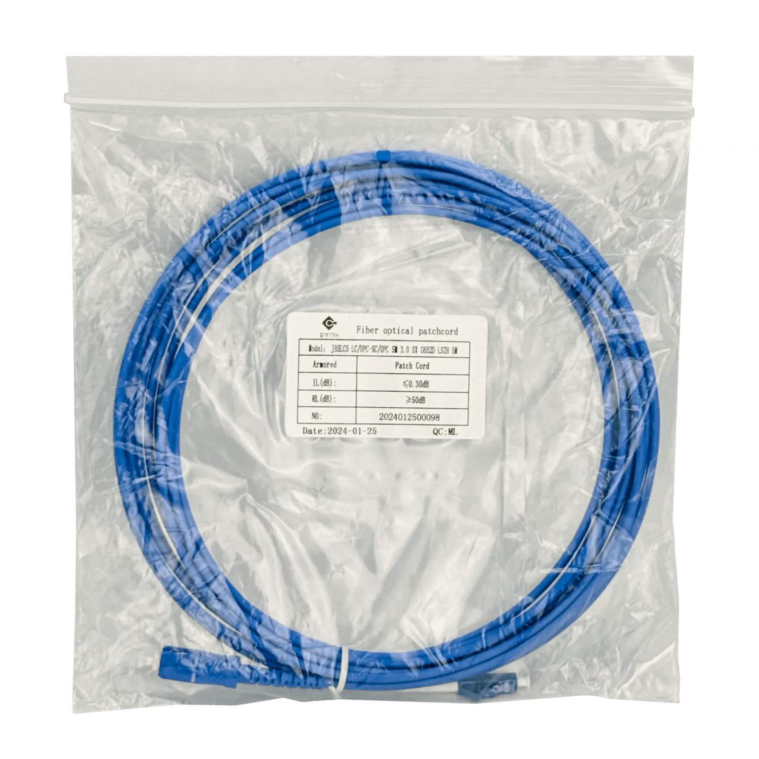 Jumper Cable Fibra 3.0mm 9/125um LSZH Blindado 5mt LC-SC SM Simplex  2