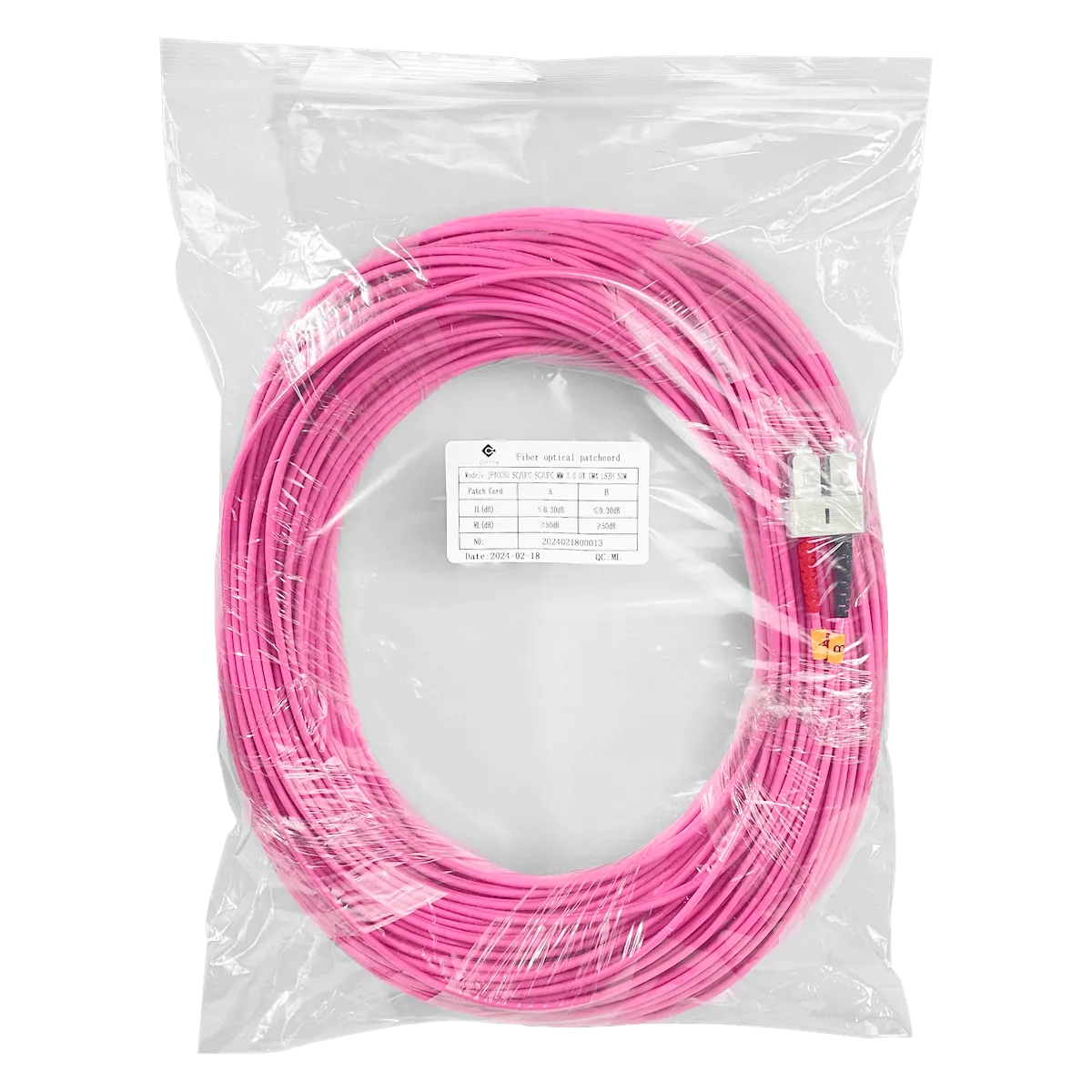 Jumper Fibra 50/125um 3mm LSZH 50mt SC-SC OM4 MultiModo MM Duplex  3